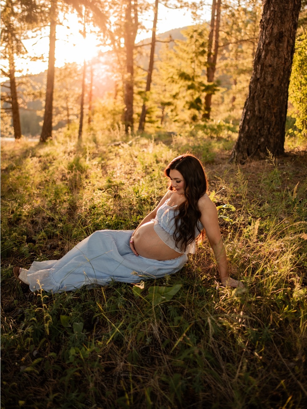 Light Blue Maternity Two-Piece Set